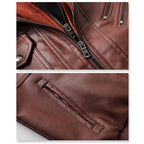 Jaqueta Masculina Com Capuz De Couro