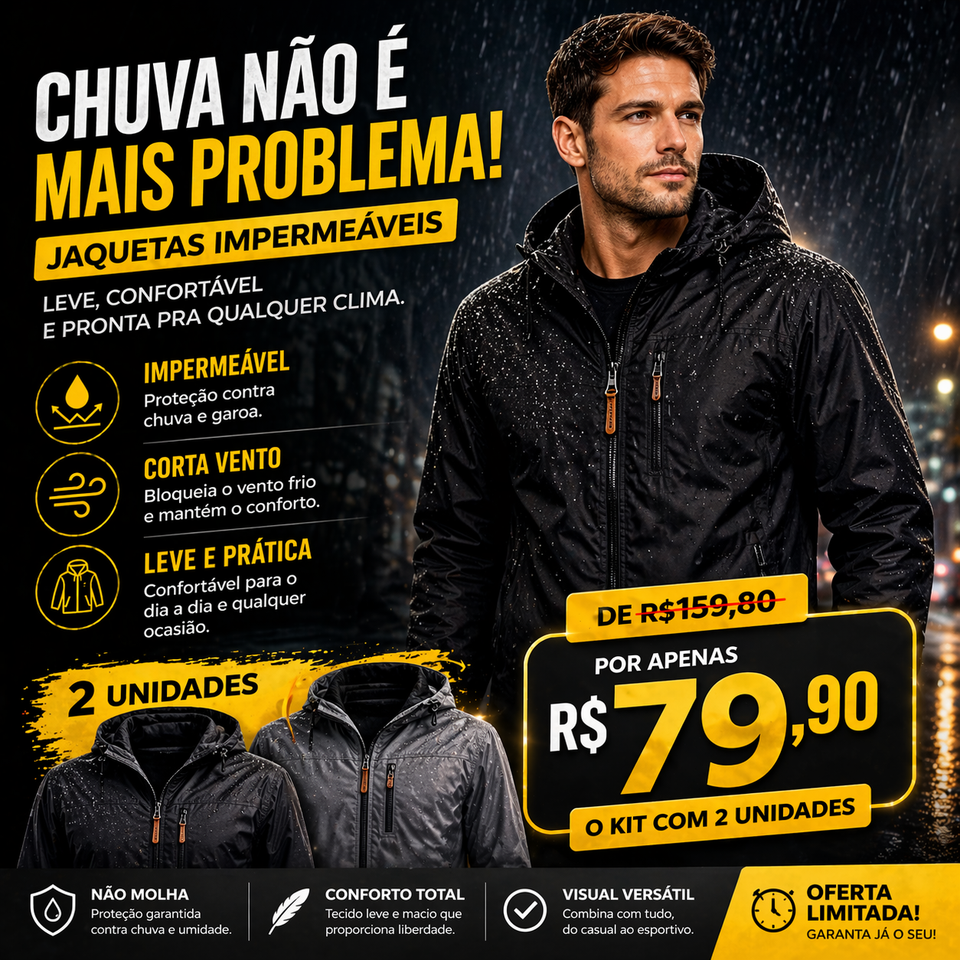 Combo 2 Jaqueta impermeável com capuz