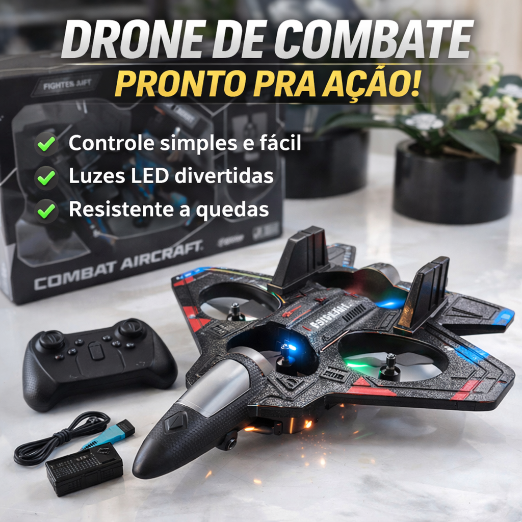 Avião Drone Combat Aircraft - Incluso Controle Remoto + Carregador