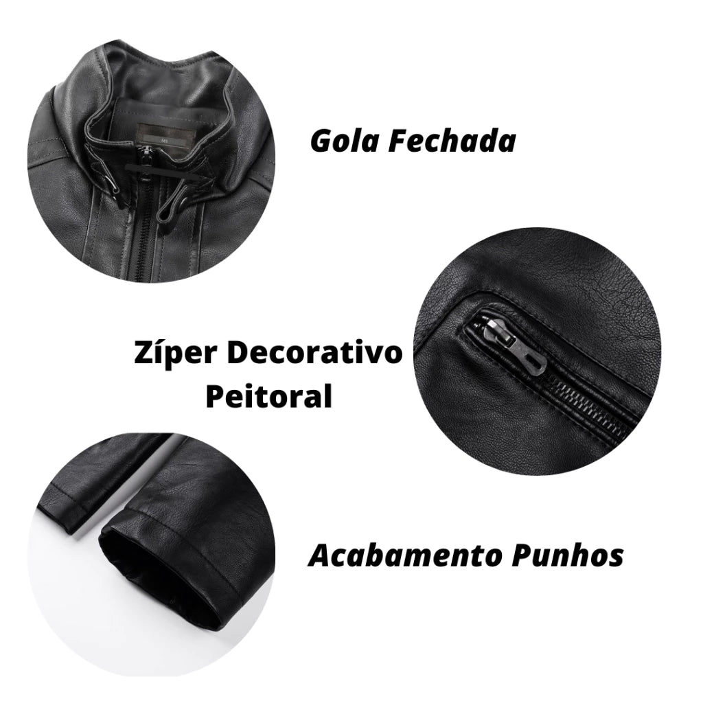 Jaqueta De Couro Masculina Slim Resistente