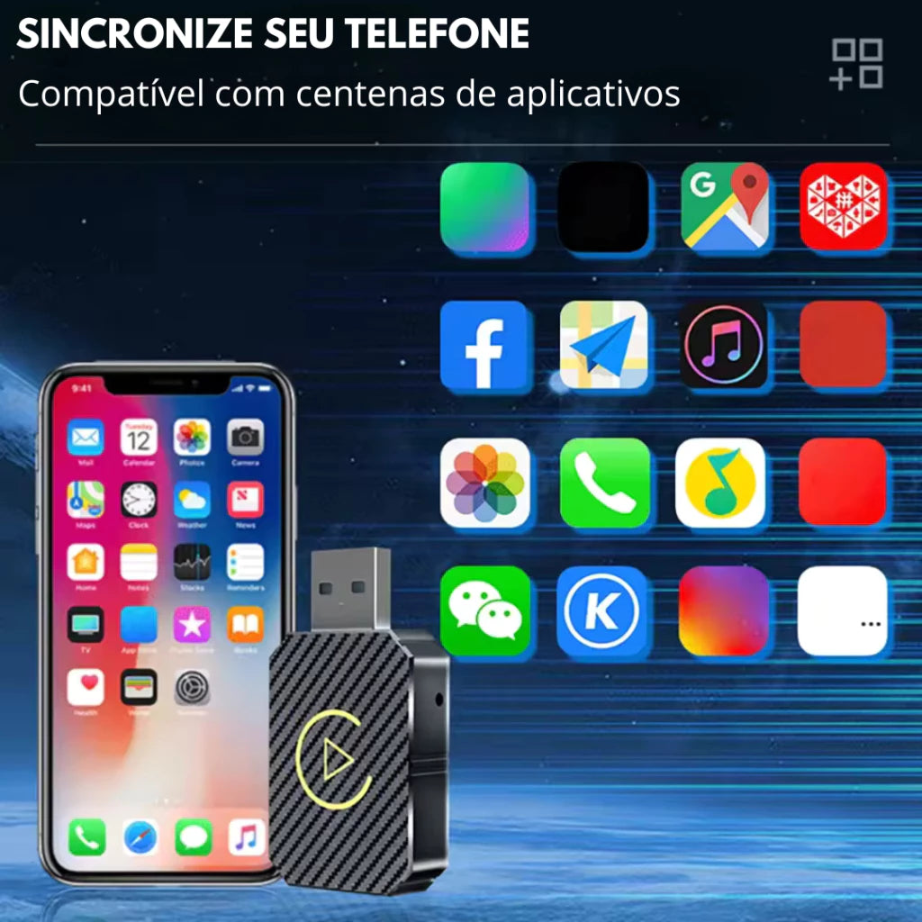 Adaptador de Carplay/Android Auto Sem FIO