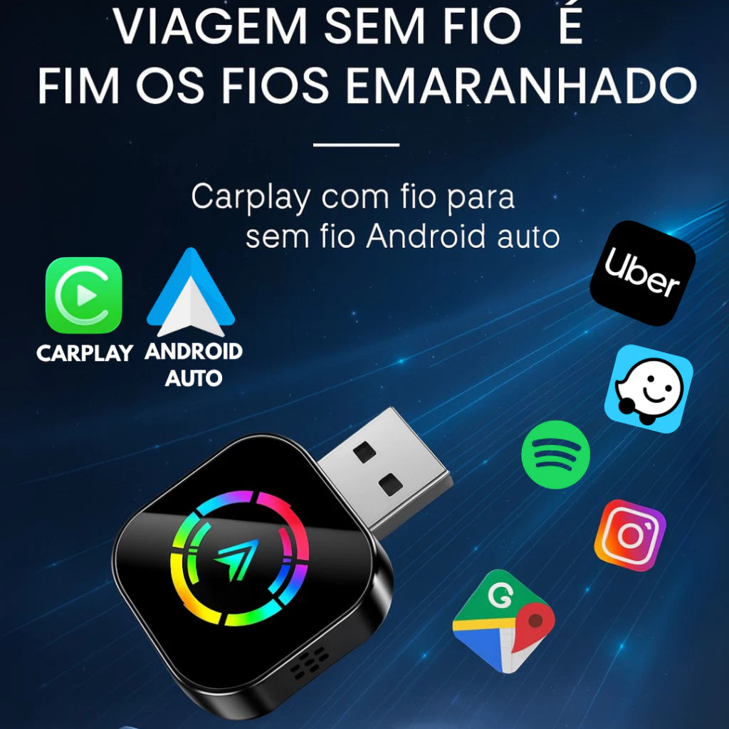 Adaptador de Carplay/Android Auto Sem FIO