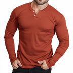 Camiseta Manga Longa Gola Henley Masculina