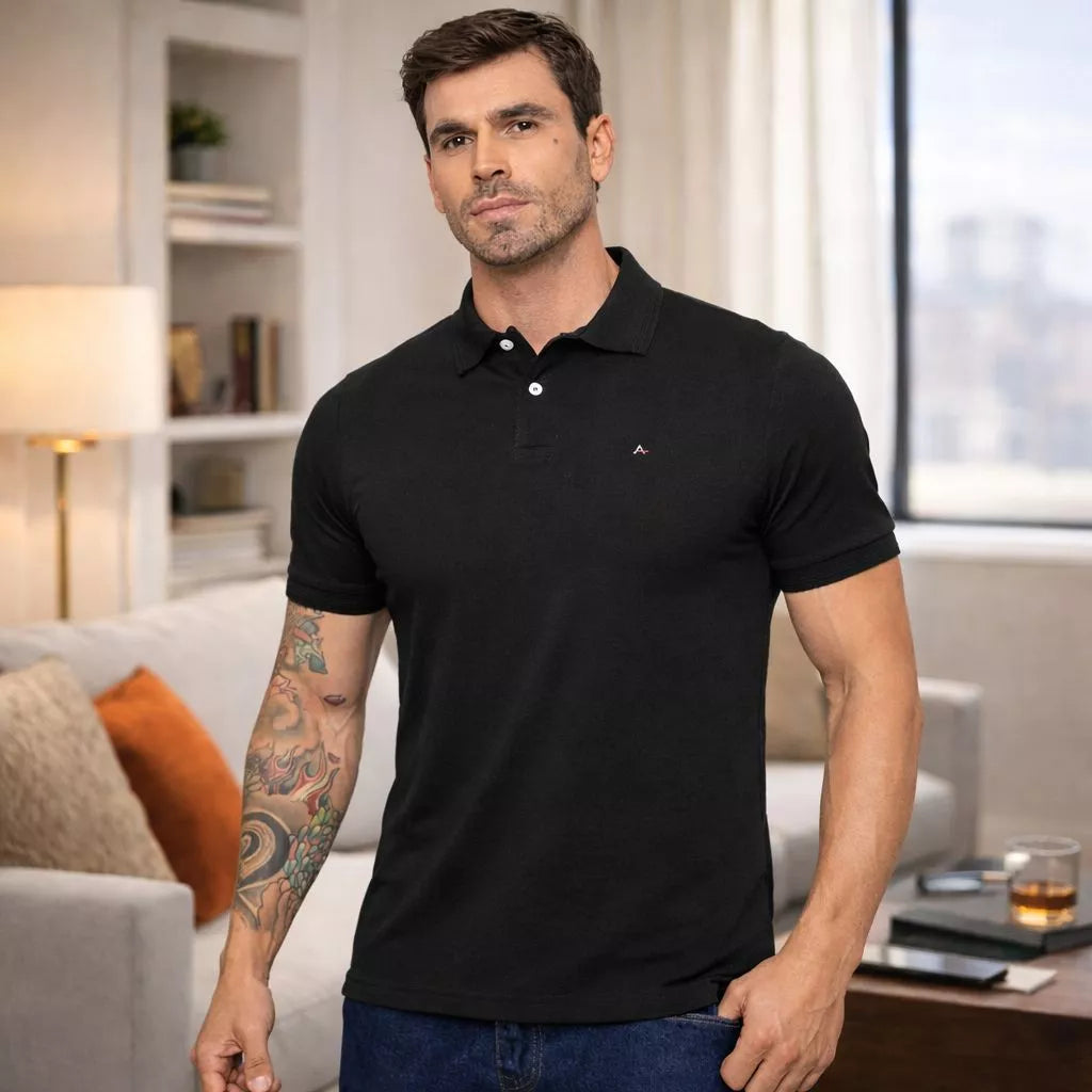 Kit 2 Camisas Polo Masculina Algodão Piquet Básica Premium