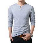 Camiseta Manga Longa Gola Henley Masculina